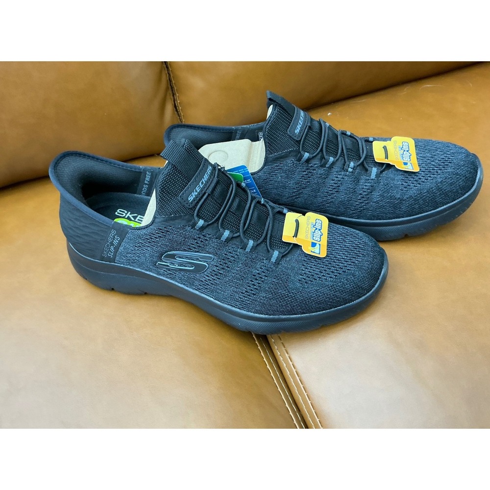 Skechers Slip-ins Summits Colsin Mens 7.5 Black Charcoal New Vegan Sneakers